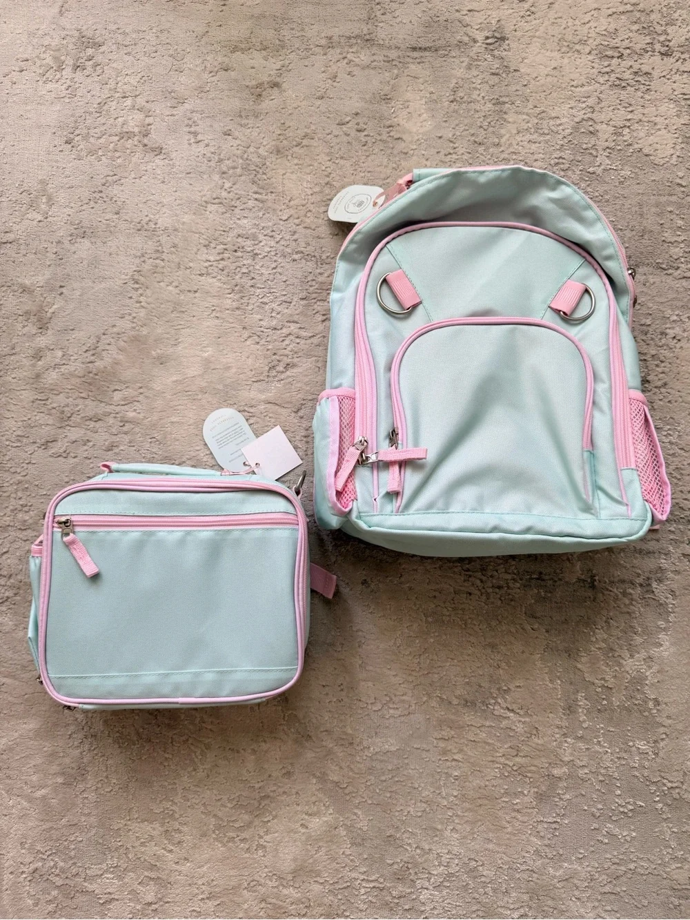 SweetHoney:Kids Mint Green and Pink Backpack & Lunch Bag Set
